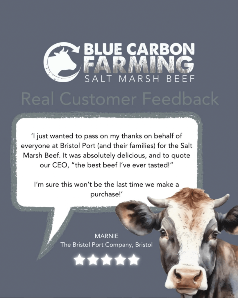 Amazing Review from one of our corporate clients... Bristol Port for our tasty Blue Carbon Farming Company salt marsh, grass-fed beef